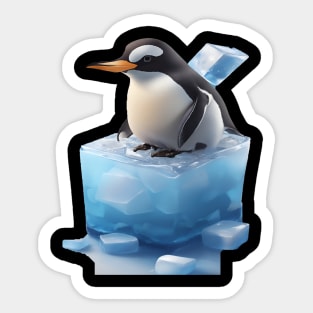 Penguin on ice cubes Sticker